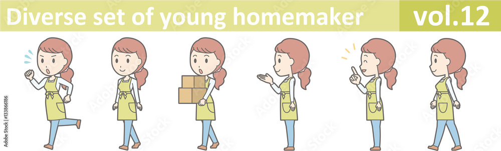 Diverse set of young homemaker, EPS10 vector format vol.12