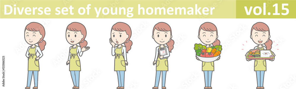 Diverse set of young homemaker, EPS10 vector format vol.15 Diverse set of young homemaker, EPS10 vector format vol.15