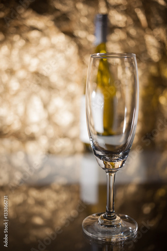 Wine glass on the golden light