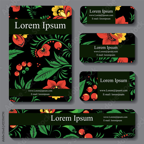 Stock vectorset of template with floral ornament,oriental or rus