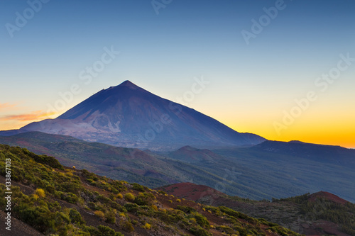 Sunset over Teide volcano in Tenerife, Canary island, Spain