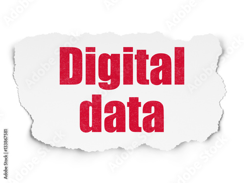 Information concept: Digital Data on Torn Paper background