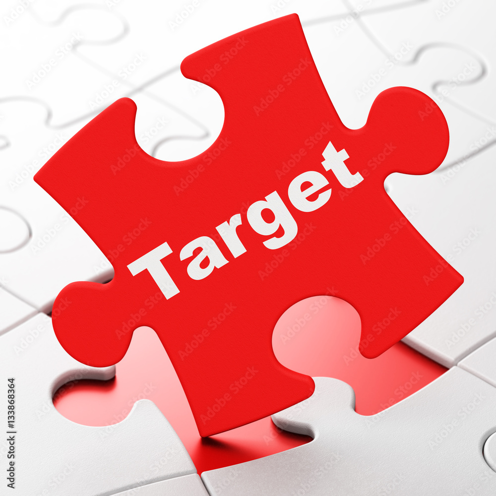 Business concept: Target on puzzle background Business concept: Target on puzzle background