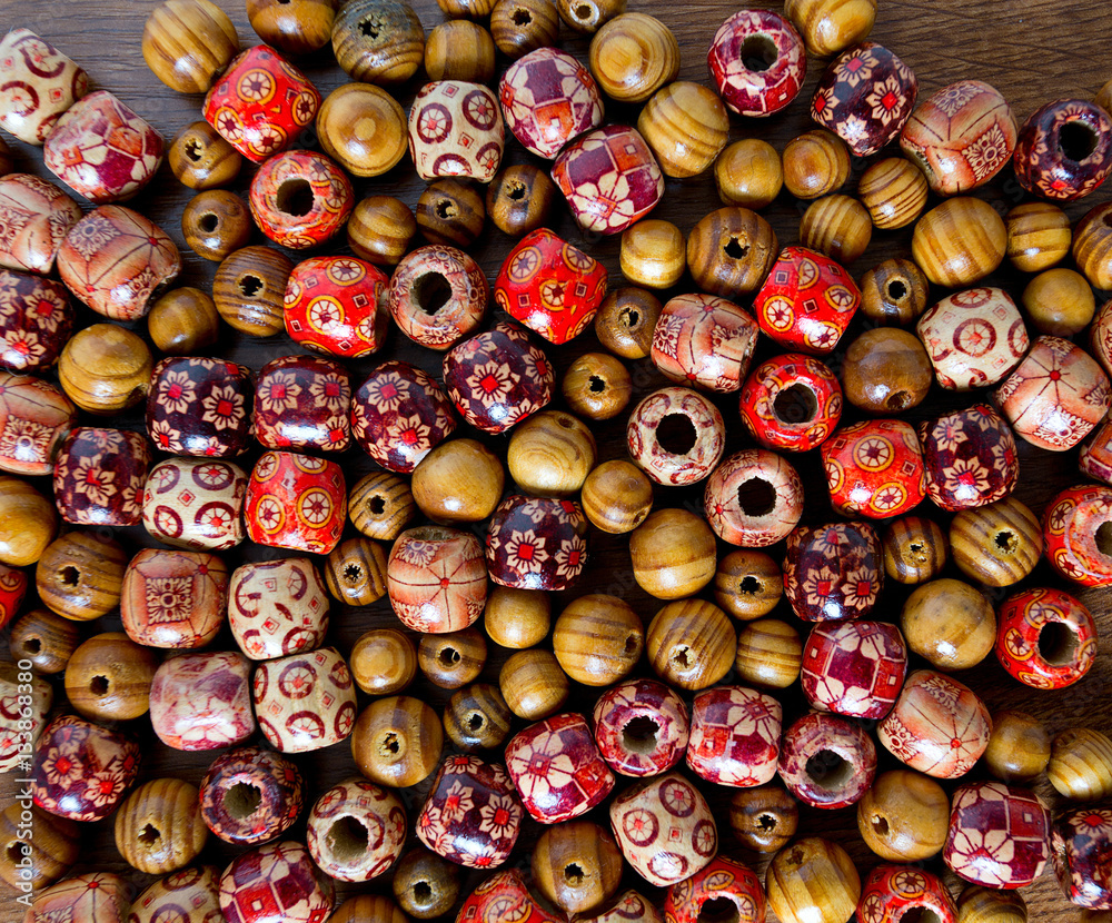 colorful wooden beads