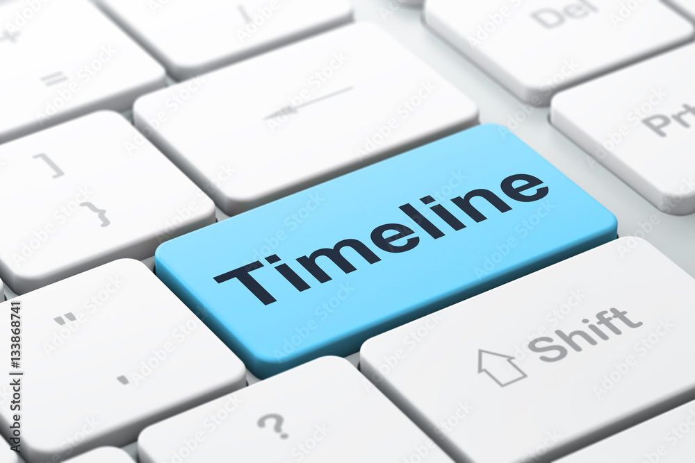 Time concept: Timeline on computer keyboard background Time concept: Timeline on computer keyboard background