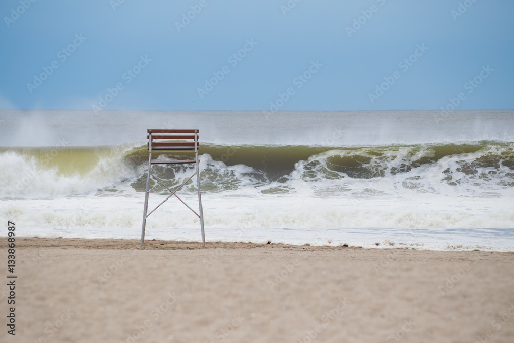 Big hurricane wave pounding at empty beach Big hurricane wave pounding at empty beach