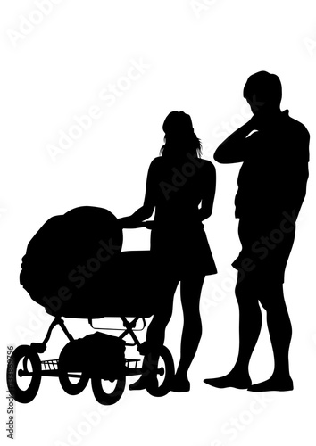 Families people with little child on white background