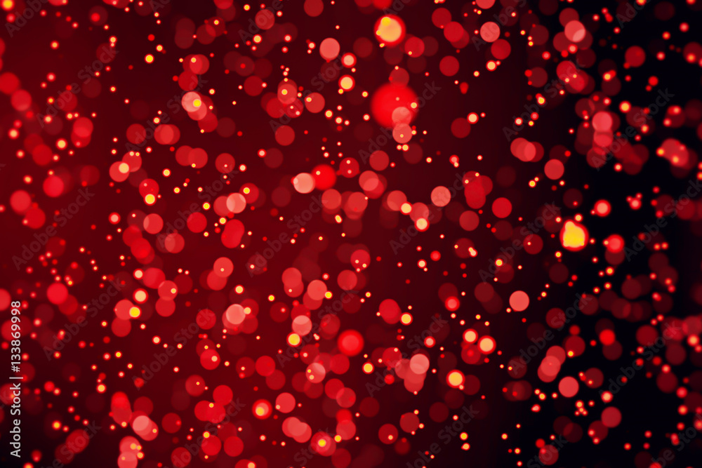 christmas red sparkle background with stars and bokeh, xmas holiday happy new year