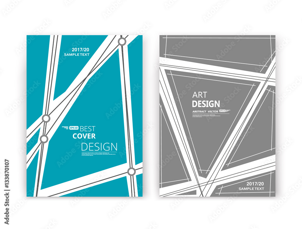 Abstract composition. Azure, grey font texture. Lint section set. White lines construction. A4 brochure title sheet collection. Creative figure logo icon. Commercial offer. Banner form. Flyer fiber