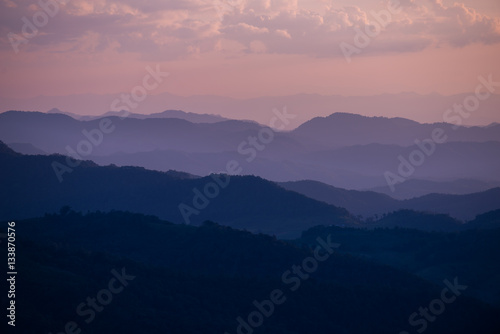 The beautiful Sunset with mountain view in Mae Hong Son's city, North of THAILAND.