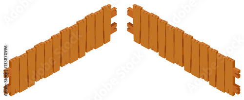 Wooden fence design on white background