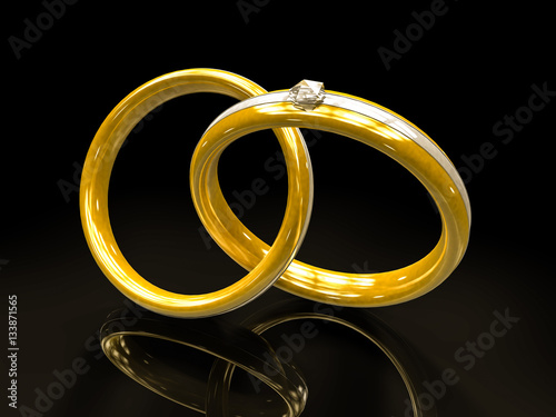 Ringe zur Hochzeit aus Gold und Silber und mit Diamant - Konzept Liebe