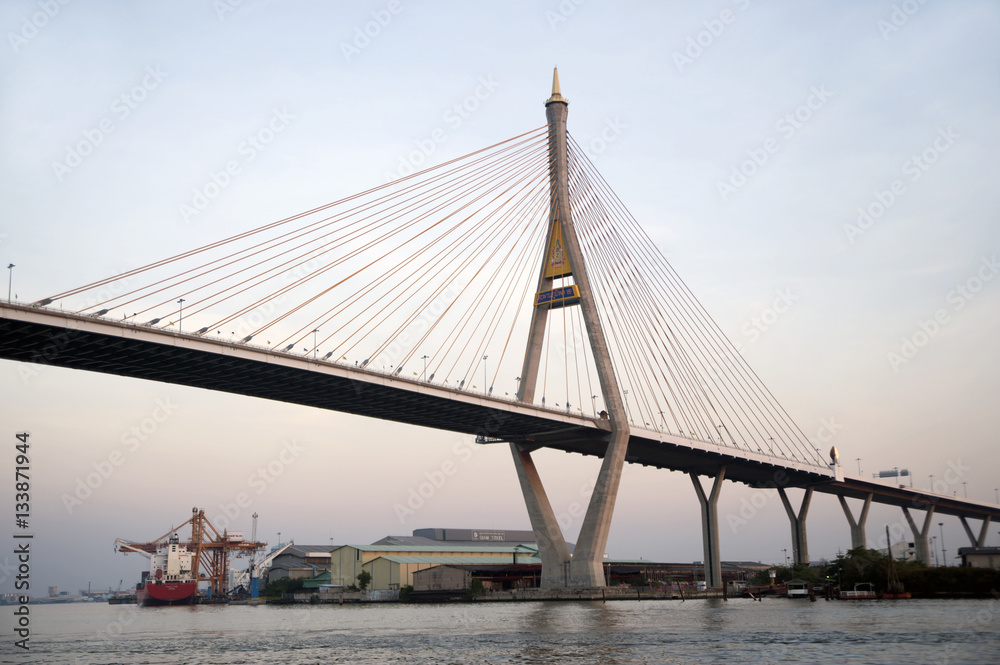 Fototapeta premium The Bhumibol Bridge also called Industrial Ring bridge.