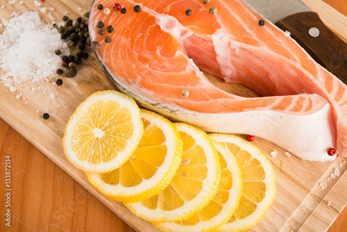 Salmon fillet with rosemary and lemon photo