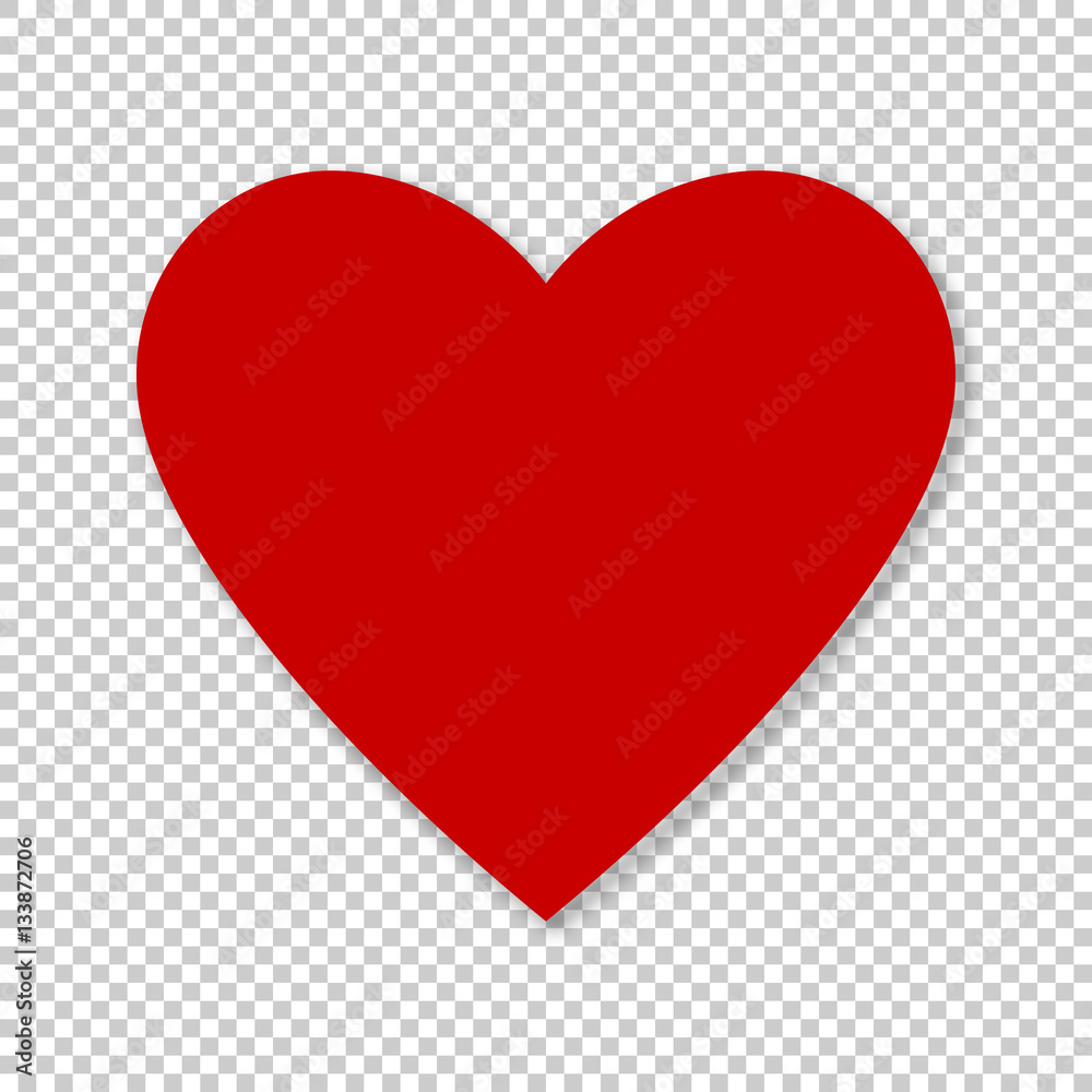 Valentine red heart on transparent background. Simple heart icon vector  EPS-10 Stock Vector