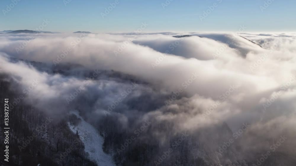 Winter mountain with clouds - lime lapse