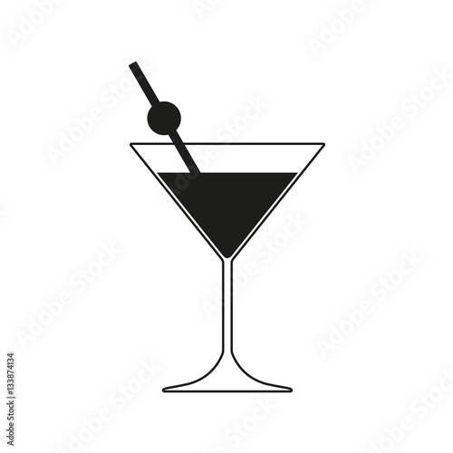 Martini cocktail icon. Martini glass with drinking straw. Vector illustration.