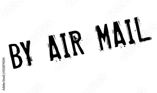 By Air Mail rubber stamp. Grunge design with dust scratches. Effects can be easily removed for a clean, crisp look. Color is easily changed.