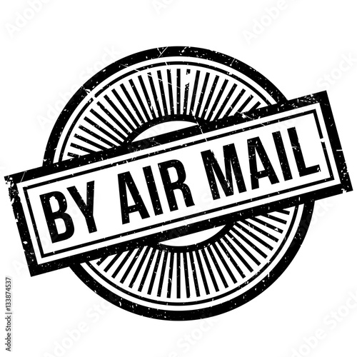 By Air Mail rubber stamp. Grunge design with dust scratches. Effects can be easily removed for a clean, crisp look. Color is easily changed.