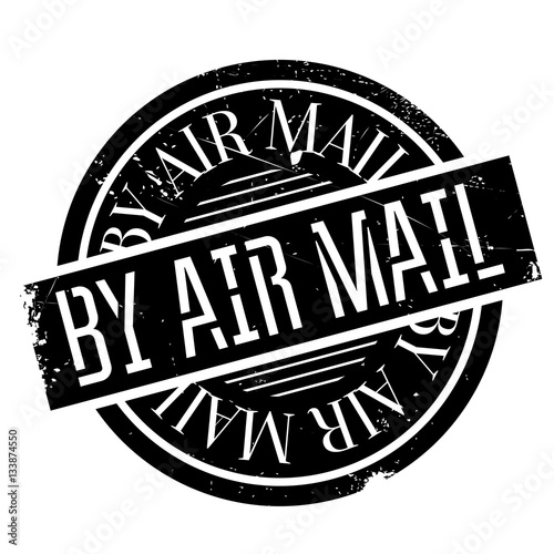By Air Mail rubber stamp. Grunge design with dust scratches. Effects can be easily removed for a clean, crisp look. Color is easily changed.