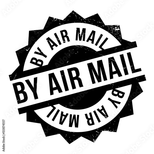 By Air Mail rubber stamp. Grunge design with dust scratches. Effects can be easily removed for a clean, crisp look. Color is easily changed.