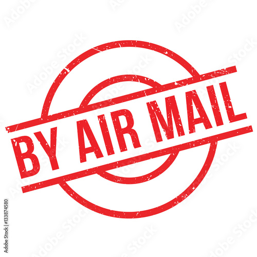By Air Mail rubber stamp. Grunge design with dust scratches. Effects can be easily removed for a clean, crisp look. Color is easily changed.