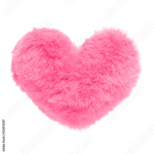 Shaggy pink heart isolated on white background