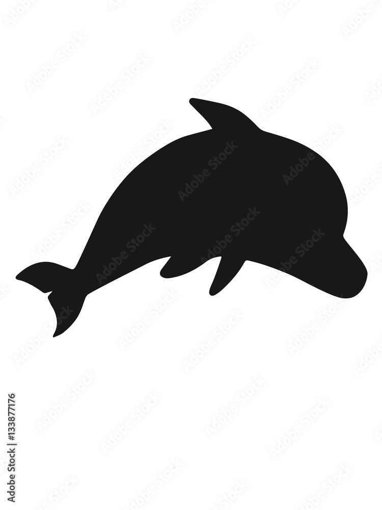 Obraz premium Silhouette black outline cute cute comic cartoon baby child small delfin