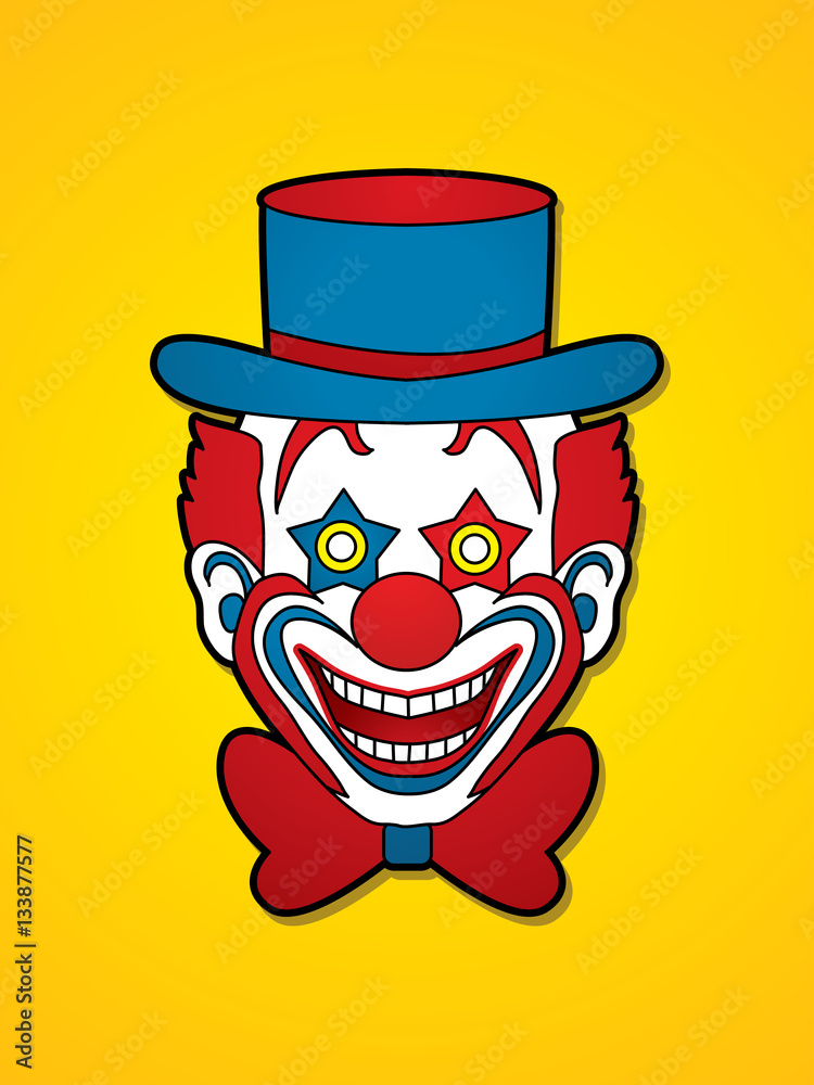 Clown head, smile face graphic vector.