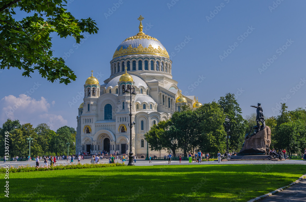 Sea cathedral of the prelate Nicholas The Wonderworker in Kronstadt, Saint Petersburg.