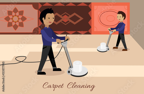 Carpet Cleaning Vector Concept in Flat Design 