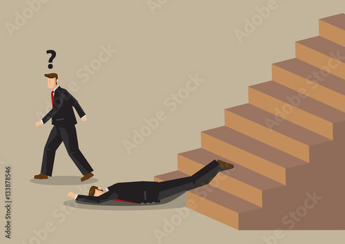 Fall from Stairs Accident at Office Workplace Cartoon Vector Ill