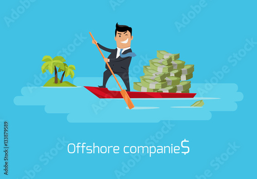 Offshore Companies Concept Flat Design Vector