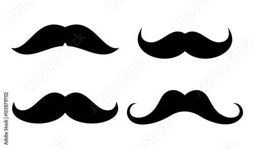 Vector mustaches icons set in black and white