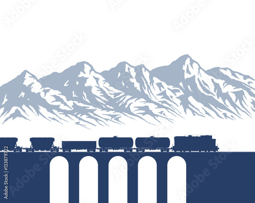 Freight Train over mountains