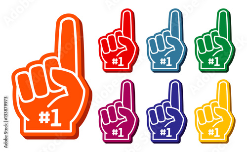 Colorful foam fingers vector set