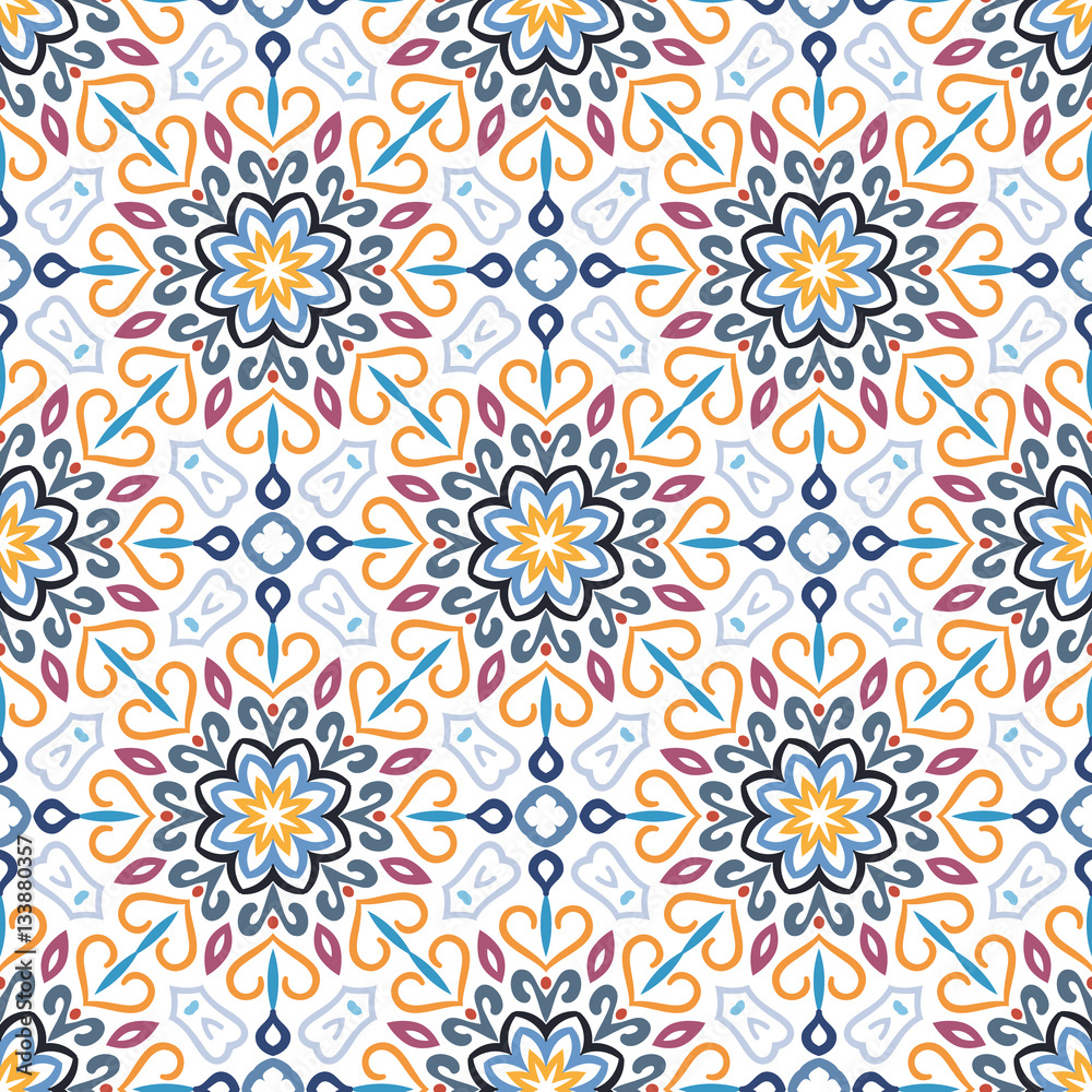 Blue Flower Pattern Weave Elements