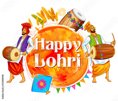 Happy Lohri background for Punjabi festival