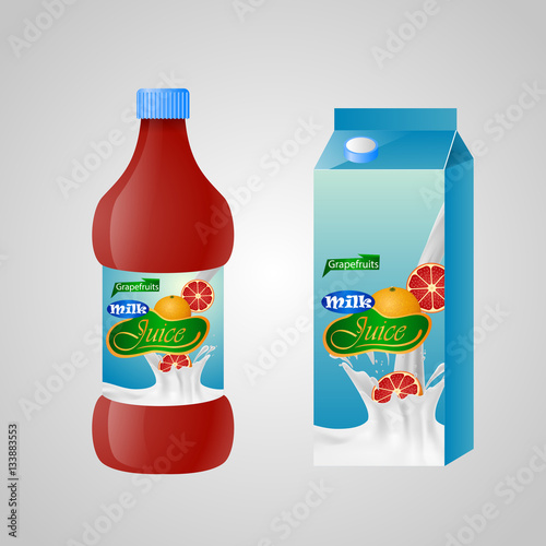 Blank milk or juice pack. Vector illuctration