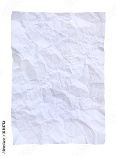 square crumpled paper on a white background.