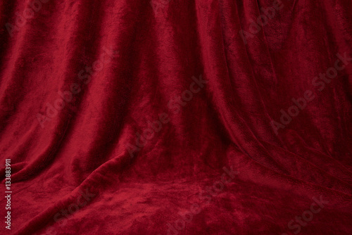 Velvet red drapped curtain cloth full frame