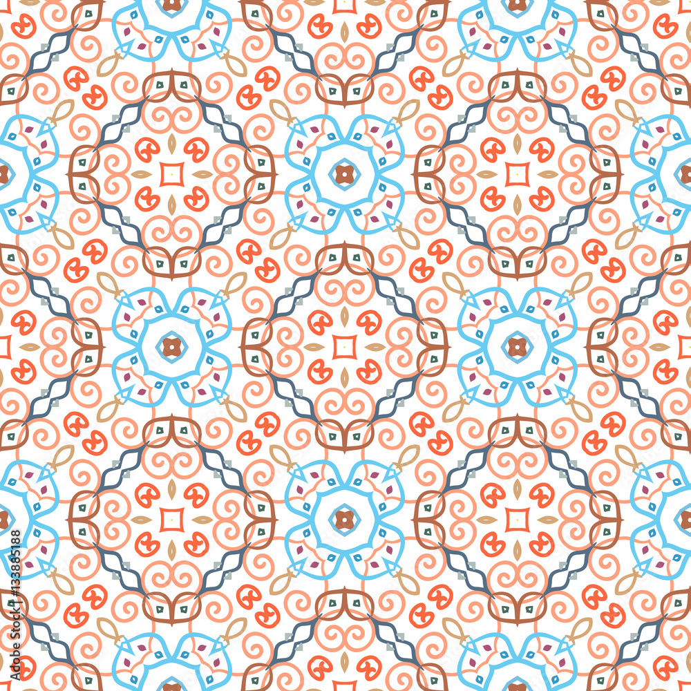 Floral Pattern Colorful Curvy Elements