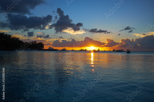 Very nice and colorful sunset on mauritius island