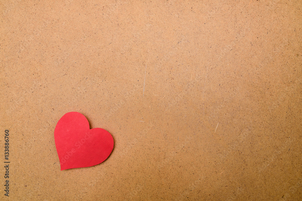 Little red paper heart on wood surface background with copy spac Little red paper heart on wood surface background with copy spac