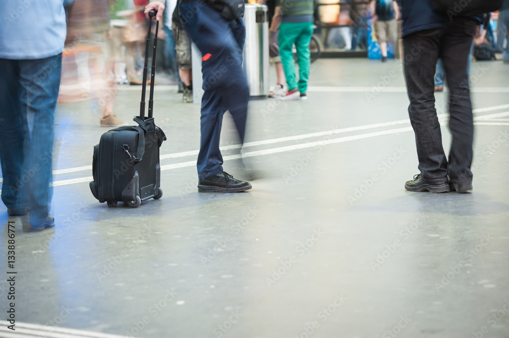 Fototapeta premium People walking on street and subway