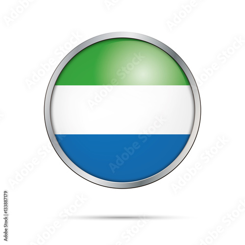 Free Download Vector Sierra Leone flag in glass button style with metal frame. - GFXLoad