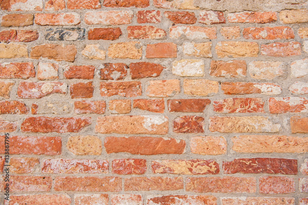 Brick wall in old city Venice Italy Brick wall in old city Venice Italy