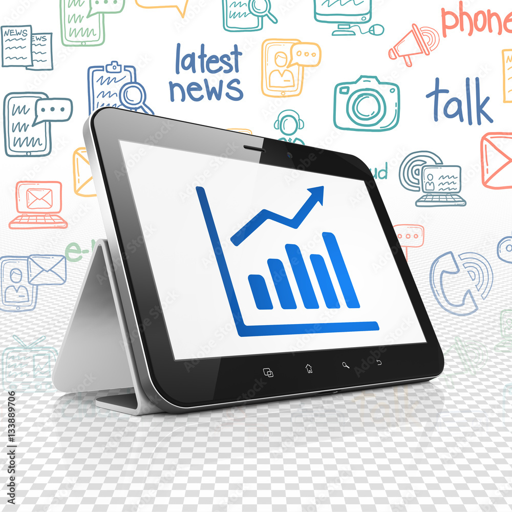 News concept: Tablet Computer with Growth Graph on display News concept: Tablet Computer with Growth Graph on display