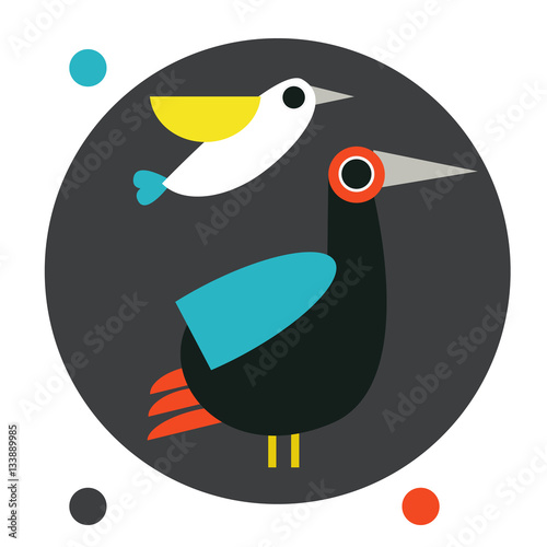 Cute vector birds set. Cartoon collection with bird