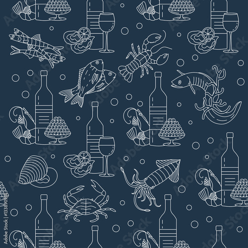 Marine life seamless vector pattern.